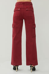 Trendy High Rise Wide Leg Cargo Jeans with Pockets - Comfort & Style by RISEN